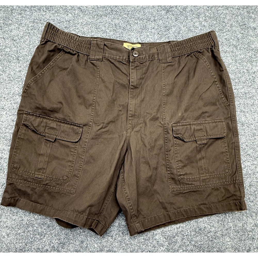 The Foundry Supply Co Mens Brown Cotton Cargo‎ Shorts Elastic Waist Size 44